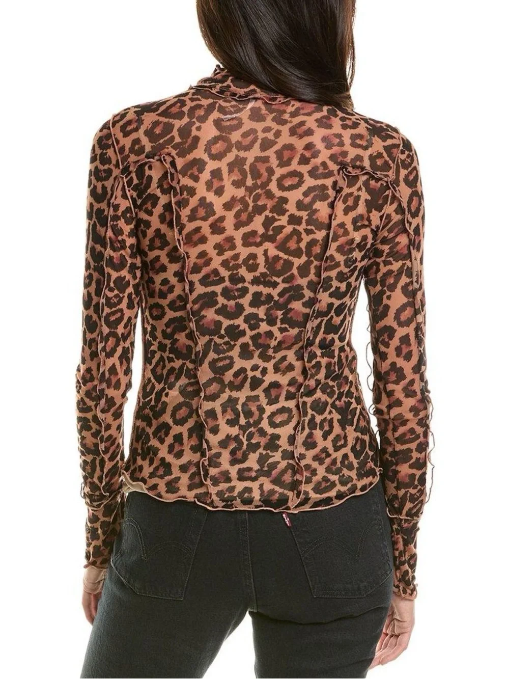 Nwot Charlie cats meow Long-Sleeve Mesh Top - Brown